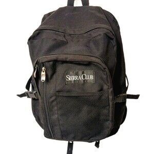 Sierra Club Black Nylon Multi-Pocketed Backback GUC